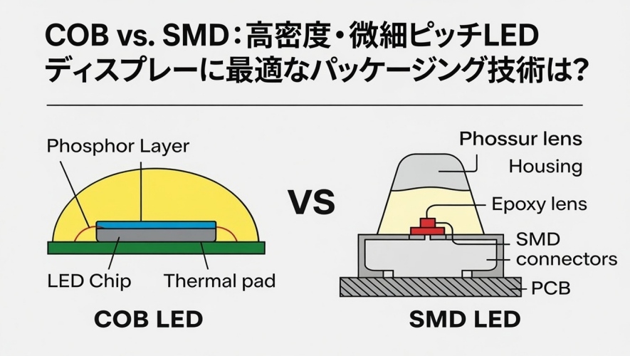 COB vs. SMD：高密度・微細ピッチLEDディスプレイに最適なパッケージング技術は？