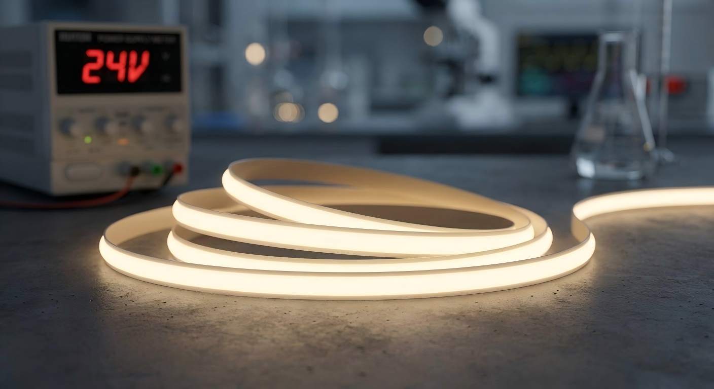 24V COB LEDテープライト 消費電力 省エネ効果 検証イメージ