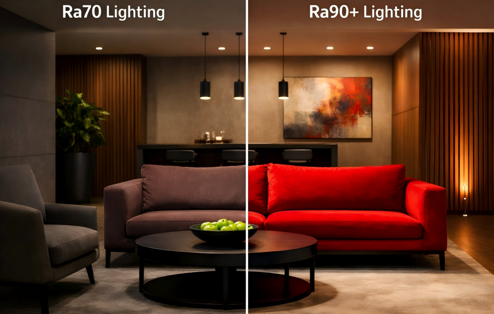 ホテル照明 FCOB LED Ra70 Ra90 比較